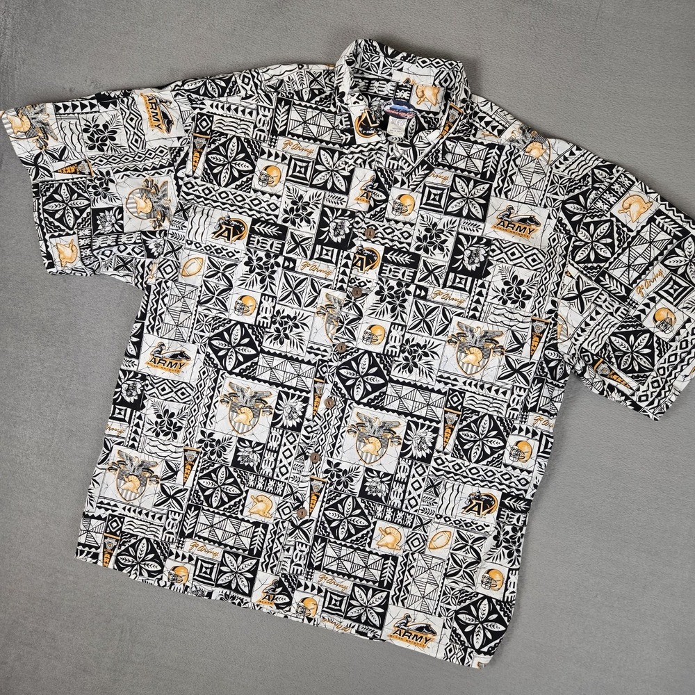 Vintage Army Black Knights Exodus Apparel Shirt Mens 2XL‎ Black Hawaiian Print